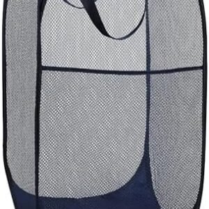 Handy Laundry Collapsible Mesh Foldable Hamper 14" x 14' x 24" Navy Blue