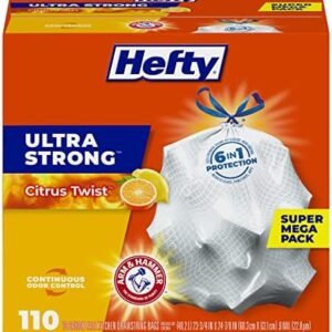 Hefty Ultra Strong Tall Kitchen Trash Bags, Citrus Twist Scent, 13 Gallon, 110 Count