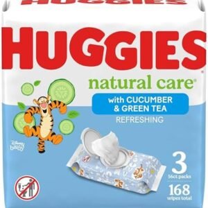 Huggies Natural Care Refreshing Baby Wipes, Hypoallergenic, Scented, 3 Flip-Top Packs (168 Wipes Total)