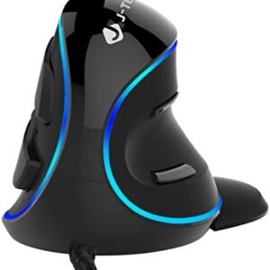 J-Tech Digital Wired Ergonomic Vertical USB Mouse with Adjustable Sensitivity (600/1000/1600 DPI), Scroll Endurance, Removable Palm Rest & Thumb Buttons [V628]