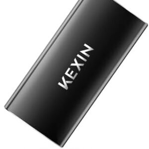 KEXIN 1TB External SSD Up to 500MB/s USB-C Portable SSD USB 3.2 Gen 2 External Solid State Drive Mini Portable Type-C External Drive Shockproof Aluminum PSSD for PC Mac Android Game Console and More