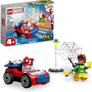 LEGO Marvel Spider-Man's Car and Doc Ock Building Set, Spidey and His Amazing Friends Toy for Kids Ages 4 and Up, Spider-Man Day Gift with Glow in The Dark Pieces, 10789