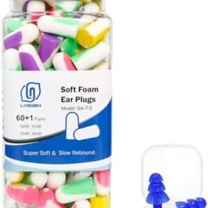 LYSIAN Ultra Soft Foam Earplugs for Sleep- Noise Cancelling Ear Plugs for Sleeping, Shooting,Snoring, Mowing Sound Reduction 38dB- 60 Pairs Multi Color