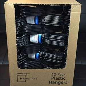 Lot 100 Mainstays Plastic Tubular Slotted Black Adult Clothing Clothes Hangers