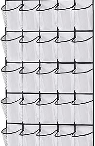 MISSLO 35 Large Pockets Over The Door Shoe Organizer Sturdy Oxford Fabric Hanging Shoe Rack for Door Mesh Closet Shoe Holder Hanger, White