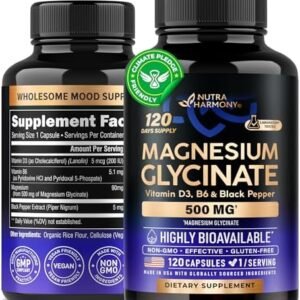 Magnesium Glycinate 500 mg - Supplement w/Vitamin D3 & B6 - Chelated, 98% Absorption - Support for Proper Sleep, Muscle & Heart Health - Made in USA - Vegan & Non-GMO - 120 Capsules, 4 Month Supply