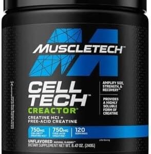 MuscleTech Cell-Tech Creactor Creatine HCl Powder,Post Workout Muscle Builder for Men & Women ,Creatine Hydrochloride + Free-Acid,Unflavored (120 Servings),8.47 oz
