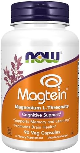 NOW Supplements, Magtein™ with patented form of Magnesium (Mg), Cognitive Support*, 90 Veg Capsules