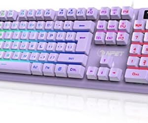 NPET K10 Wired Gaming Keyboard, RGB Backlit, Spill-Resistant Design, Multimedia Keys, Quiet Silent USB Membrane Keyboard for Desktop, Computer, PC (Purple)