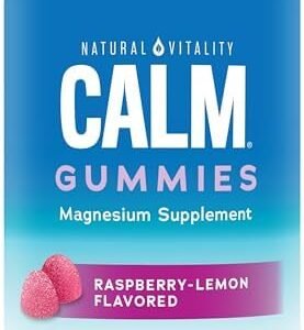 Natural Vitality Calm, Magnesium Citrate Supplement, Stress Relief Gummies, Supports a Healthy Response to Stress, Gluten Free, Vegan, Raspberry Lemon, 240 Gummies (Packaging May Vary)