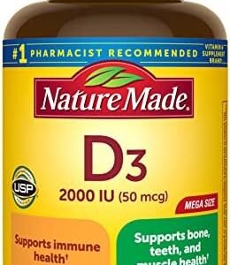 Nature Made Vitamin D3 2000 IU (50 mcg), Dietary Supplement for Bone, Teeth, Muscle and Immune Health Support, 400 Tablets, 400 Day Supply