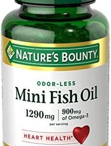 Nature's Bounty Mini Fish Oil Softgels 1290 mg, Omega-3, Supports Heart Health, Odor-Less, 90 Mini Coated Softgels