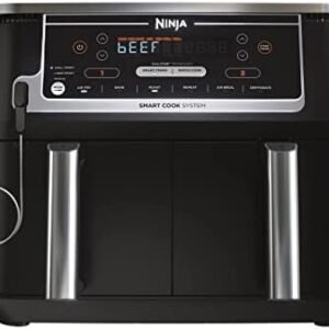 Ninja DZ550 Foodi 10 Quart 6-in-1 DualZone Smart XL Air Fryer with 2 Independent Baskets, Thermometer for Perfect Doneness, Match Cook & Smart Finish to Roast, Dehydrate & More, Grey