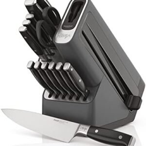 Ninja K32014 Foodi NeverDull Premium Knife System, 14 Piece Knife Block Set with Built-in Sharpener, German Stainless Steel Knives, Black