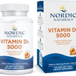 Nordic Naturals Vitamin D3 5000, Orange - 120 Mini Soft Gels - 5000 IU Vitamin D3 - Supports Healthy Bones, Mood & Immune System Function - Non-GMO - 120 Servings