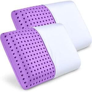 Pharmedoc Cooling Memory Foam Pillows, 2 Pack, Ventilated Lilac Dreamer Bed Pillow, Reading and Bed Rest Pillows, Standard, Back Sleeper and Side Sleeper Support, Sleeping Pillows for Adults