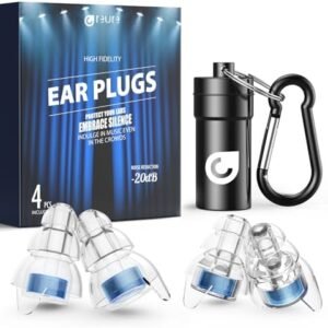 Reure High Fidelity Concert Ear Plugs, Noise Cancelling Silicone Ear Plugs 2 Pairs Great for Concerts Loud Music, Musicians, Motorcycles, Airplanes, Raves, Hearing Protection -20 dB
