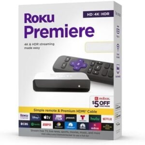Roku Premiere Streaming Media Player HD/4K/HDR Simple Remote and Premium HDMI Cable, Black & Bundle Swanky Cables HDMI Cable, 3920R