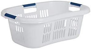 Rubbermaid Large Hip-Hugger Laundry Basket/Hamper, 1.5-Bushel, White, Stackable Storage Bin/Organizer for Bathroom/Bedroom/Dorm/Home