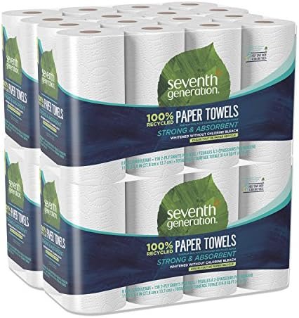 Seventh Generation 100% Recycled Paper Towels, 2-ply, 8 Count, Pack of 4