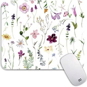 Square Mouse Pad Beautiful Flowers Plants, Personalized Premium-Textured Custom Mouse Mat Design, Washable Mousepad Lycra Cloth, Non-Slip Rubber Base Computer Mouse Pads for Wireless Mouse