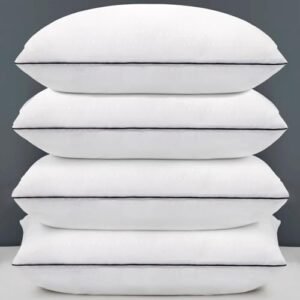 Standard Size Bed Pillows for Sleeping set of 4,4 pack Great Support Luxury Hotel Pillows for Side,Stomach and Back Sleepers.