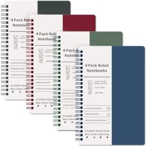 Tersus Spiral Notebook - 4 Pack Spiral Notebook, 5.91'' x 8.34'', 80 Sheets/160 Pages Per Notebook, Journals for Women, College Ruled Notebooks
