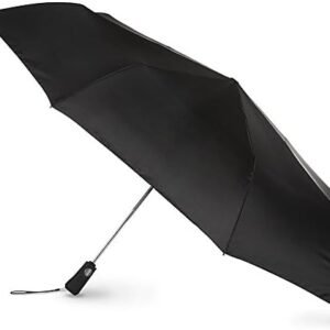 Totes Blue Line Golf Size Auto Open/Close Umbrella, Water Repellent Canopy, Black