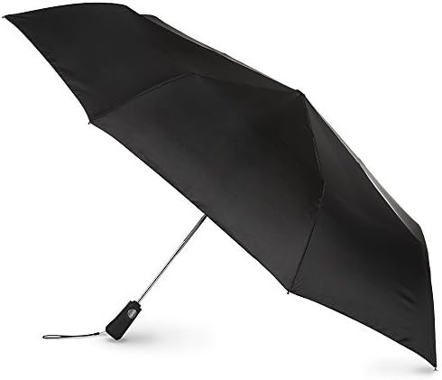 Totes Blue Line Golf Size Auto Open/Close Umbrella, Water Repellent Canopy, Black