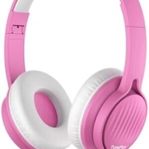 Upgraded Kids Headphones, Wired toddler headphones, 85dB Limited Volume On Ear Headphones, Portable Foldable Design, Stereo Sound Kids Headphones for School/Tablet/Travel-Pink