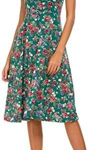 Urban CoCo Women's Floral Print Short Sleeve Flared Midi Dress